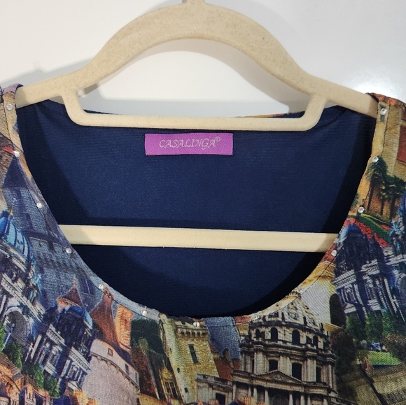 Multicolor Graphic Print Blouse, Size XL - Picture 2 of 4